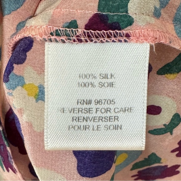REBECCA TAYLOR 100% Silk Floral Tank Top Ruffle Blouse Multicolor Pink Size 8 - Picture 12 of 14